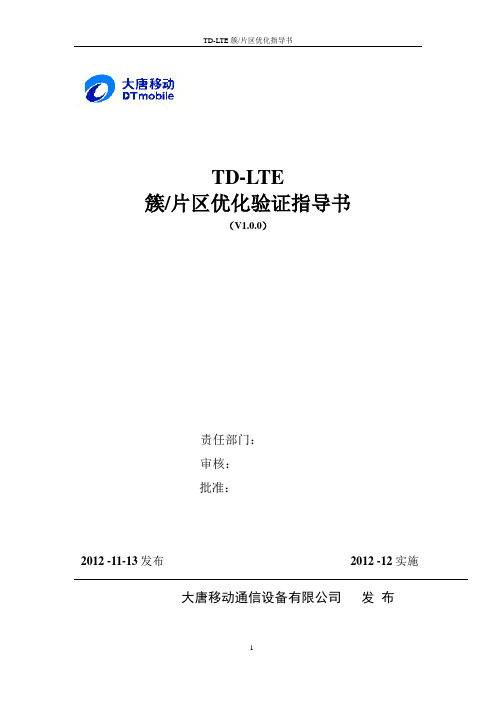 TD-LTE簇片区验证指导书V1.0.0