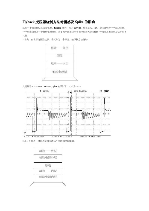 Flyback变压器绕制方法对漏感及Spike的影响