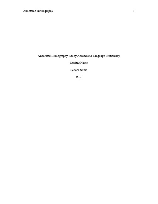 文献注释Annotated Bibliography Sample Assignment