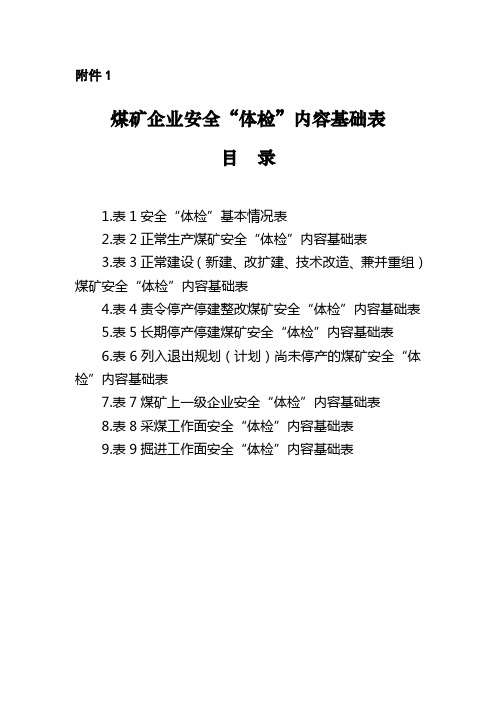 煤矿企业安全“体检”内容基础表