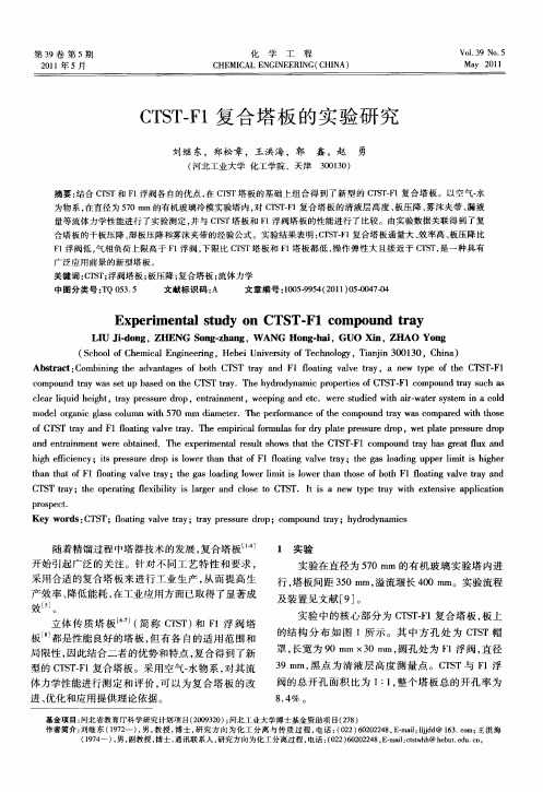 CTST-F1复合塔板的实验研究