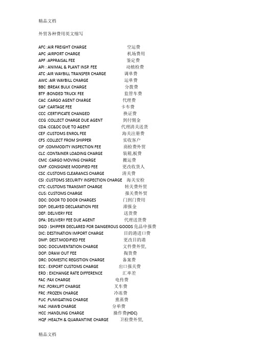 外贸各种费用英文缩写教学文案