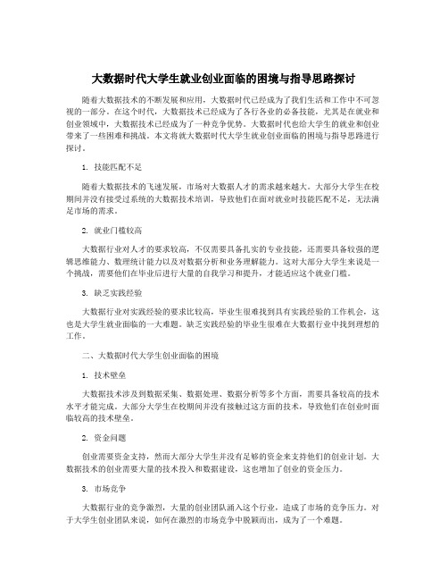 大数据时代大学生就业创业面临的困境与指导思路探讨