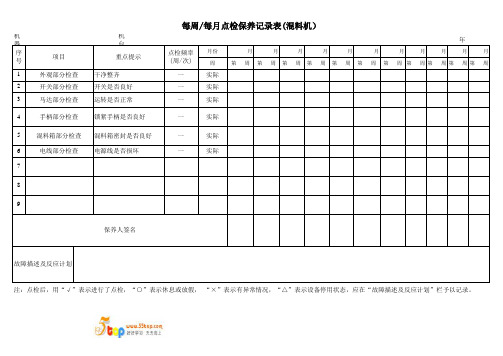 混料机日常保养点检记录表
