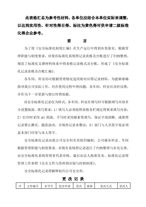 安全标准化记录全套表格