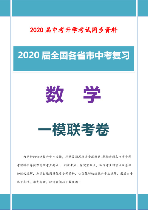 最新2020届初三中考数学一模联考真题卷含参考答案 (8)