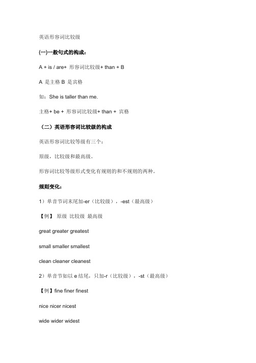 小学英语形容词比较级总结大全