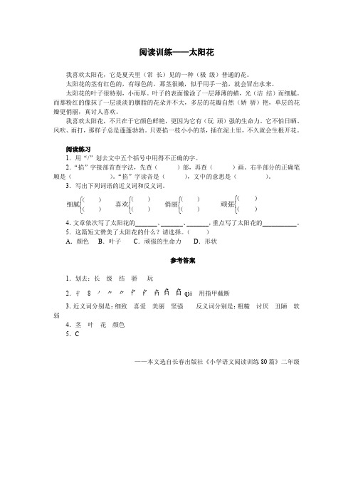 阅读训练——太阳花
