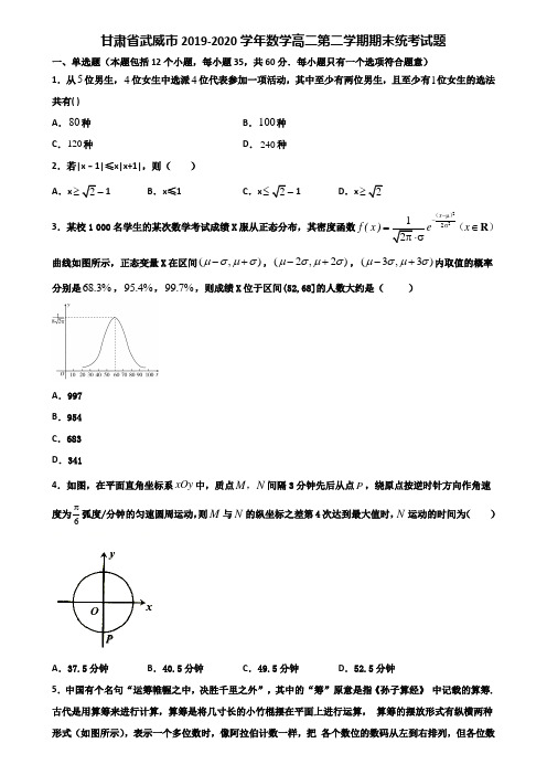 甘肃省武威市2019-2020学年数学高二第二学期期末统考试题含解析