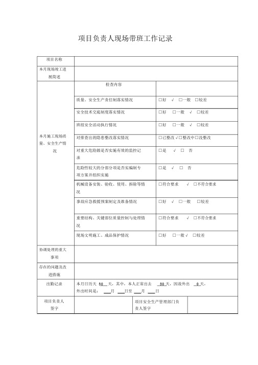 项目负责人现场带班记录范文.docx