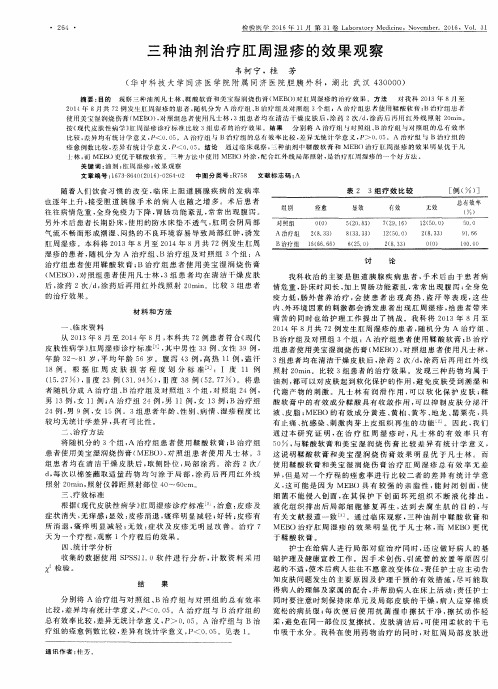 三种油剂治疗肛周湿疹的效果观察
