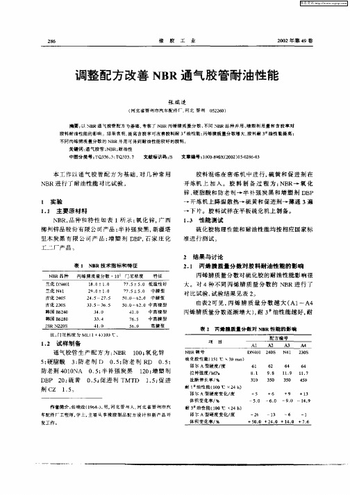 调整配方改善NBR通气胶管耐油性能