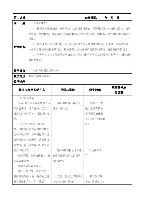 复式统计表和统计图教案