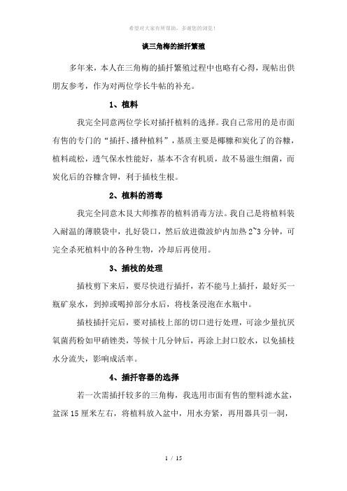 谈三角梅的插扦繁殖