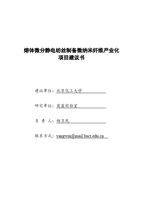 项目建议书：静电纺丝技术 -杨卫民(1)