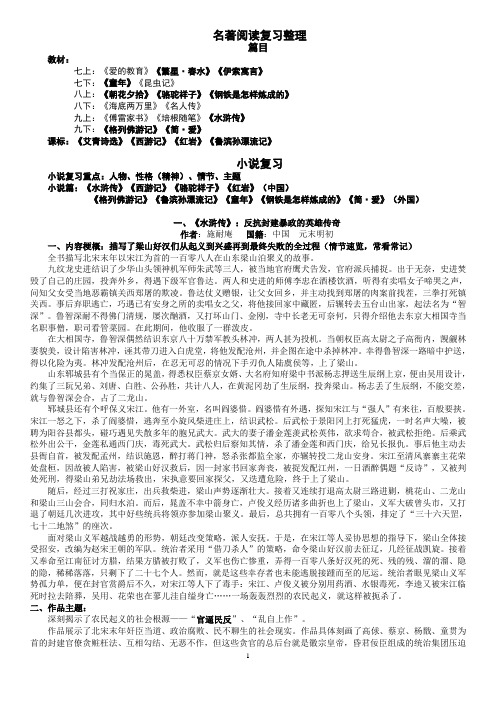 名著阅读复习整理(20页)