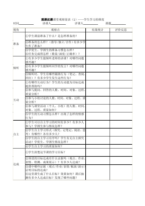 课堂观察量表