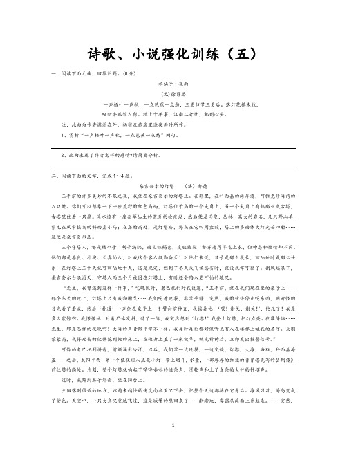 诗歌、小说强化训练(五)
