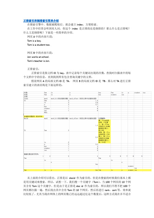 正排索引和倒排索引简单介绍