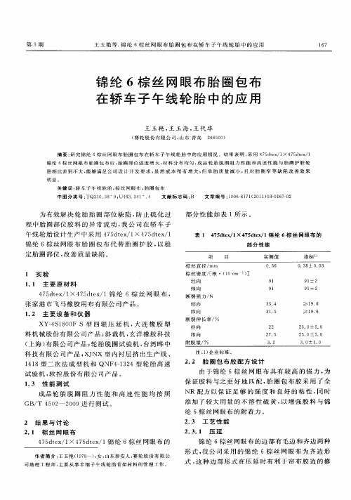 锦纶6棕丝网眼布胎圈包布在轿车子午线轮胎中的应用