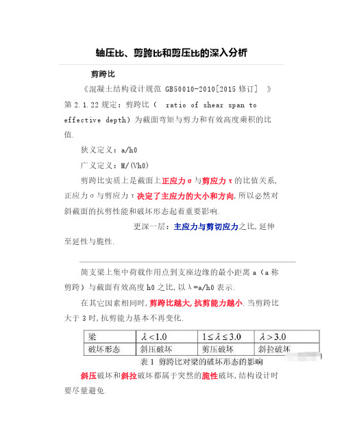 轴压比、剪跨比和剪压比的深入分析