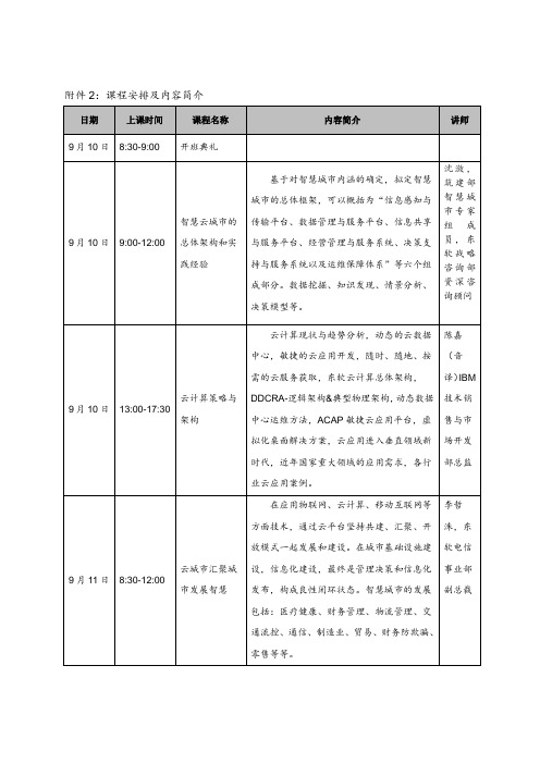 课程安排及内容简介