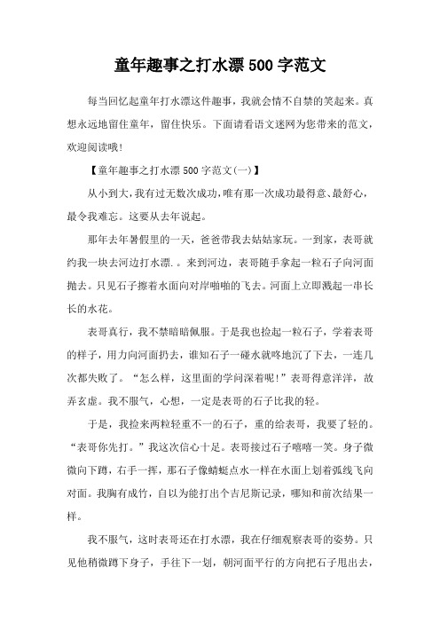 童年趣事之打水漂500字范文