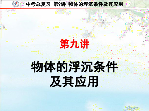 中考物理总复习 第9讲 物体的浮沉条件及其应用
