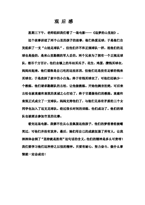 追梦的山里娃  观后感