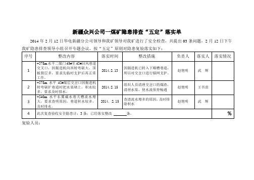 隐患排查5定落实单