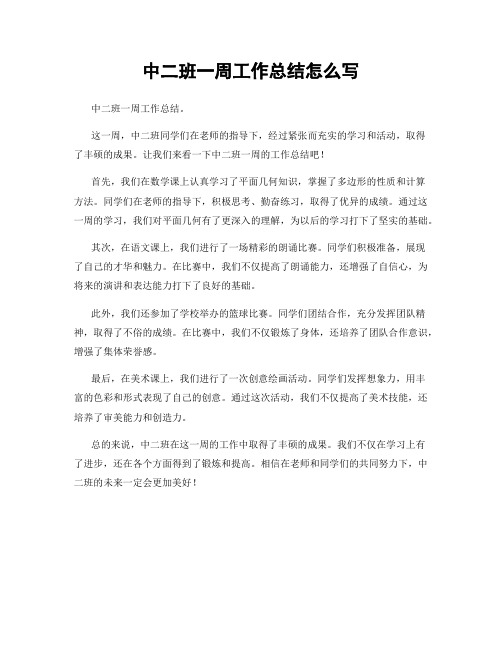 中二班一周工作总结怎么写