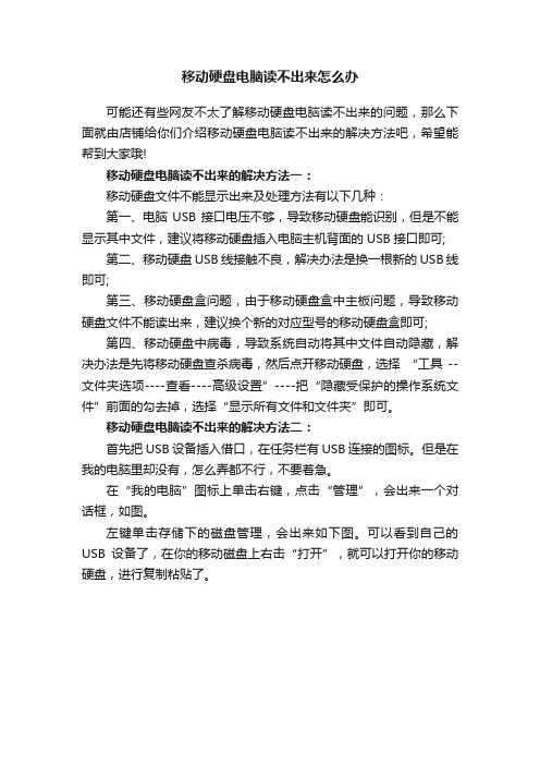 移动硬盘电脑读不出来怎么办