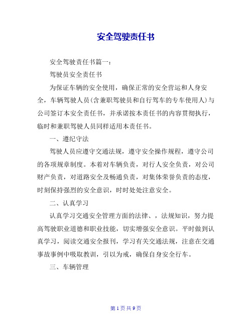 安全驾驶责任书
