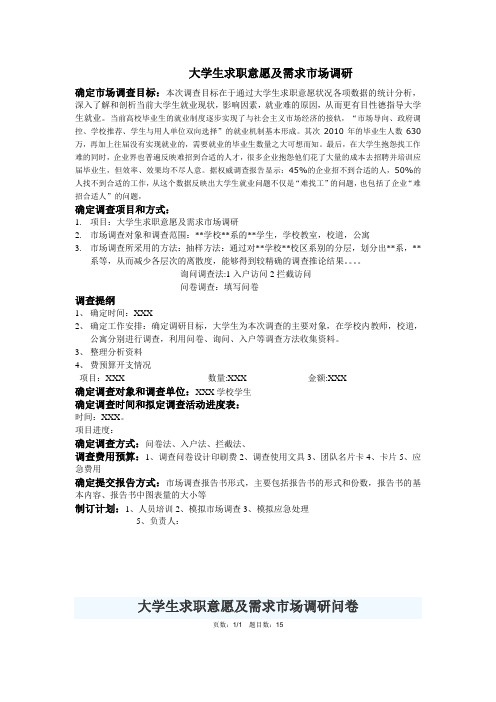 大学生求职意愿及需求市场调研