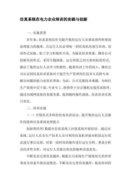 仿真系统在电力企业培训的实践与创新-文档资料