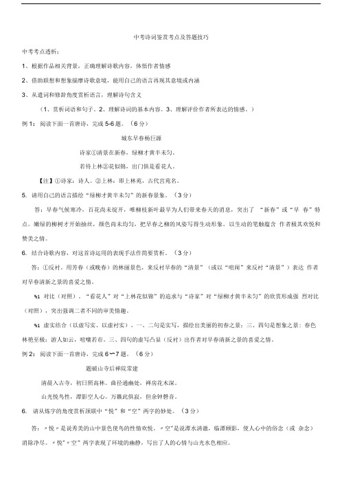 中考诗词鉴赏考点及答题技巧.doc