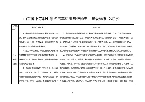 山东中等职业学校汽修专业建设标准(定稿)