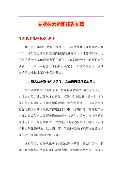 专业技术述职报告6篇