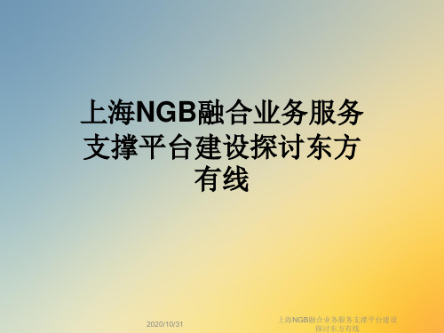 上海NGB融合业务服务支撑平台建设探讨东方有线
