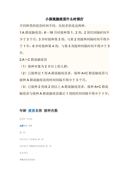 小孩流脑疫苗什么时候打