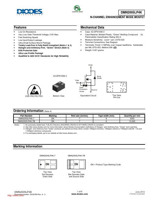 DMN2005LP4K-7;中文规格书,Datasheet资料