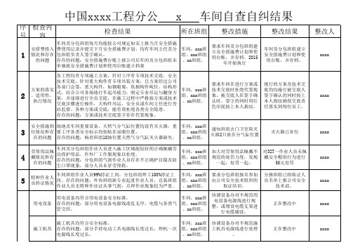 生产车间自查自纠检查记录表