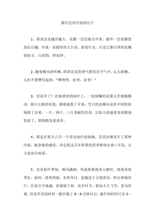 好词好句  描写昙花开放的句子