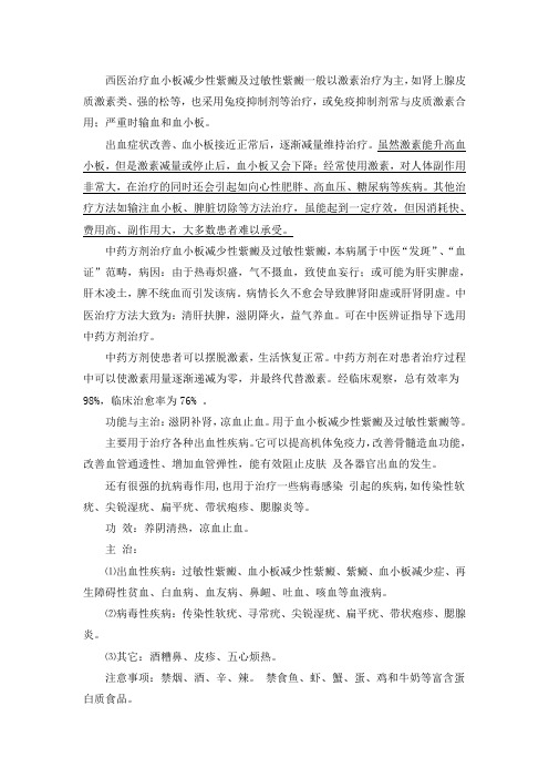 中医中药治疗血小板减少(症)性紫癜等血液病优势