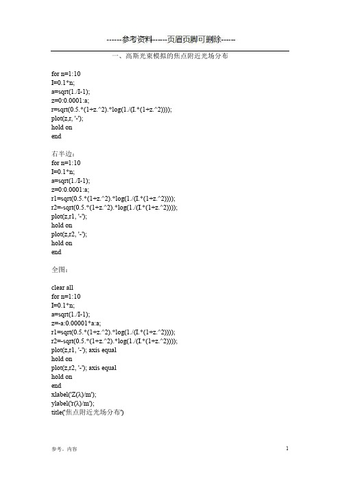 光强分布MATLAB(内容参考)