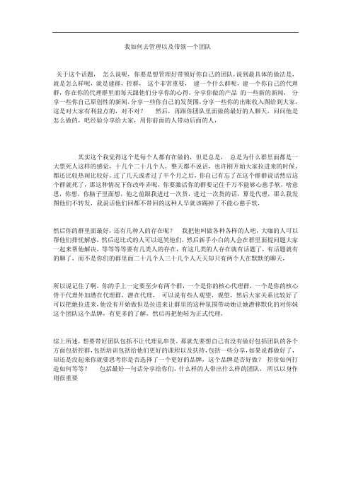 你如何管理和带领一个团队