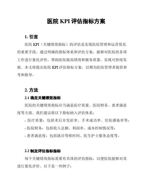 医院KPI评估指标方案