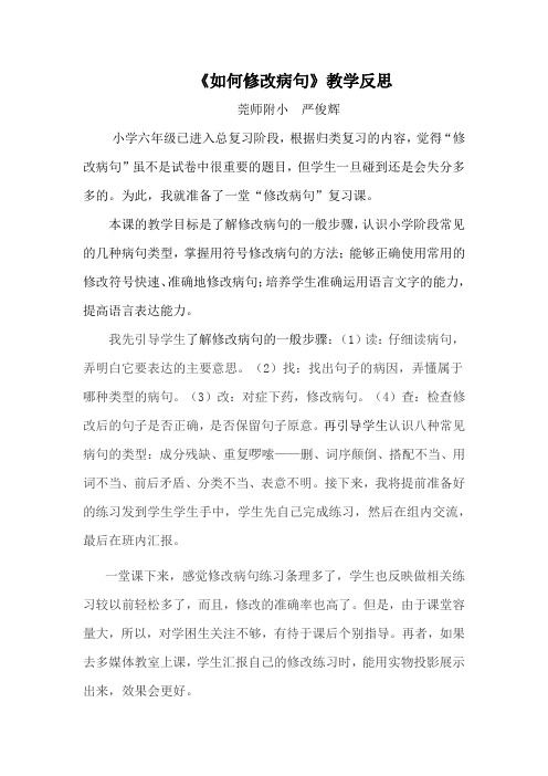 《如何修改病句》教学反思