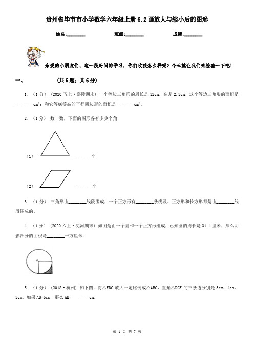 贵州省毕节市小学数学六年级上册6.2画放大与缩小后的图形