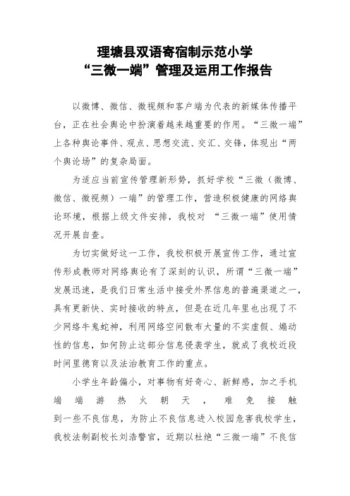 “三微一端”管理及运用工作报告